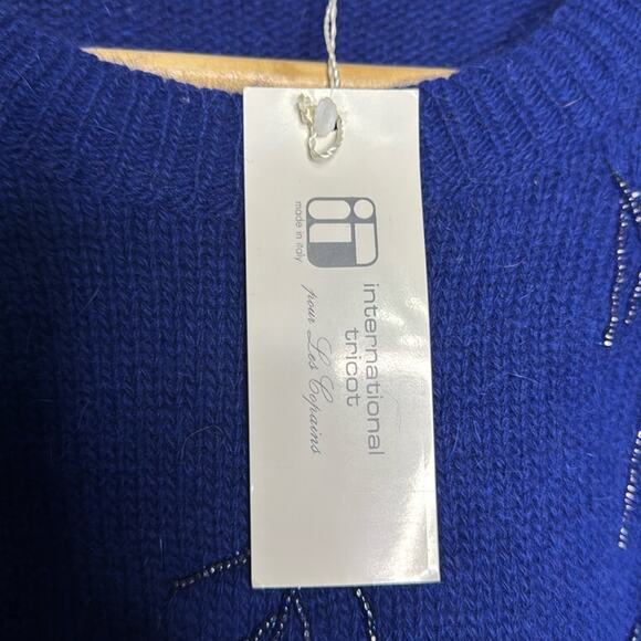 NWT Vintage international tricot Les Copains Blue Beaded Embellishments Sweater - Picture 7 of 8